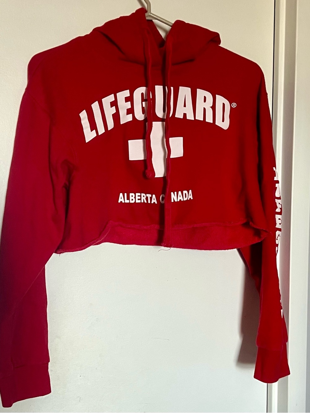 Red Lifeguard Cropped Hoodie - Women’s Jacket & Coat